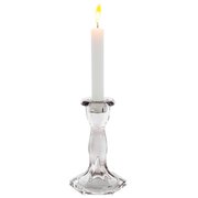 Fabulaxe Decorative Smoked Gray Glass Crystal Taper Traditional Candle Holder Candlestick, Hexagon Shape QI004064.B